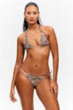 Tiger-striped - Strappy Printed Bikini Bottoms - 1