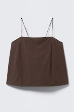 Brun foncé - Top en popeline avec lien de serrage - 4