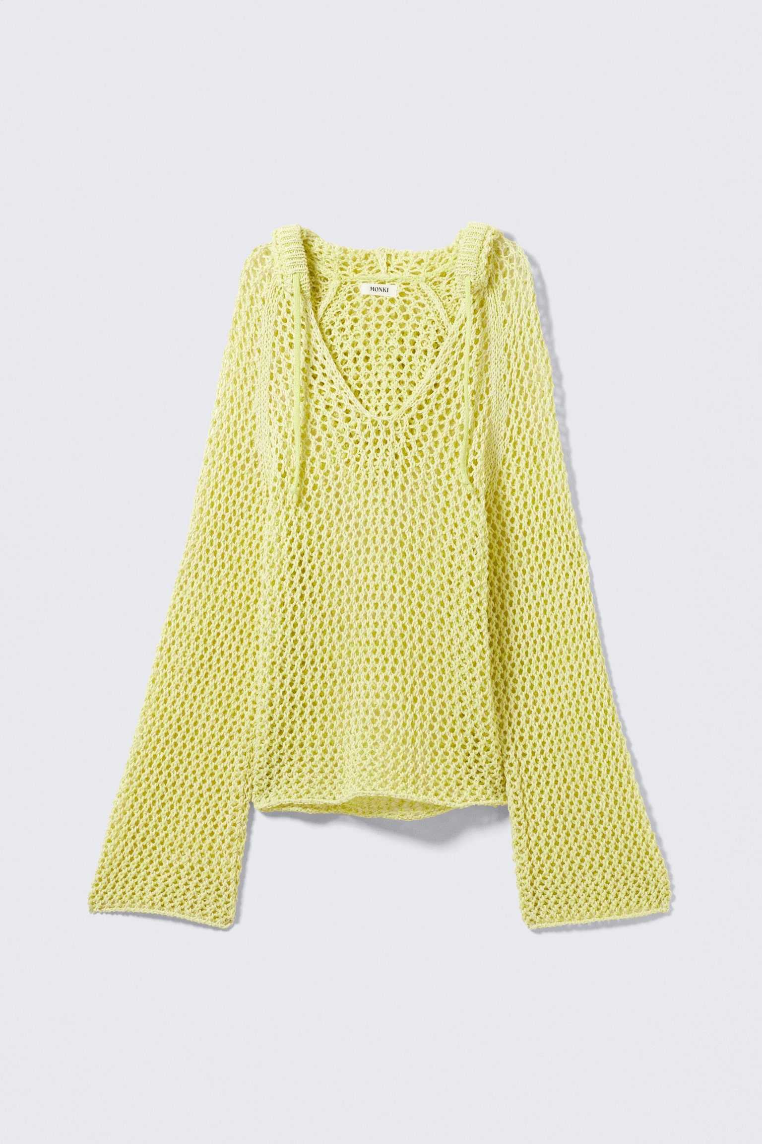 Grobstrick-Kapuzenpullover - Hellgelb/Helles Khakigrün - 2