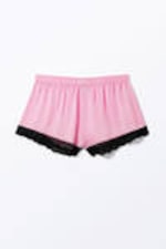 Pink - Black Lace - Mini Lace Satin Shorts - 3