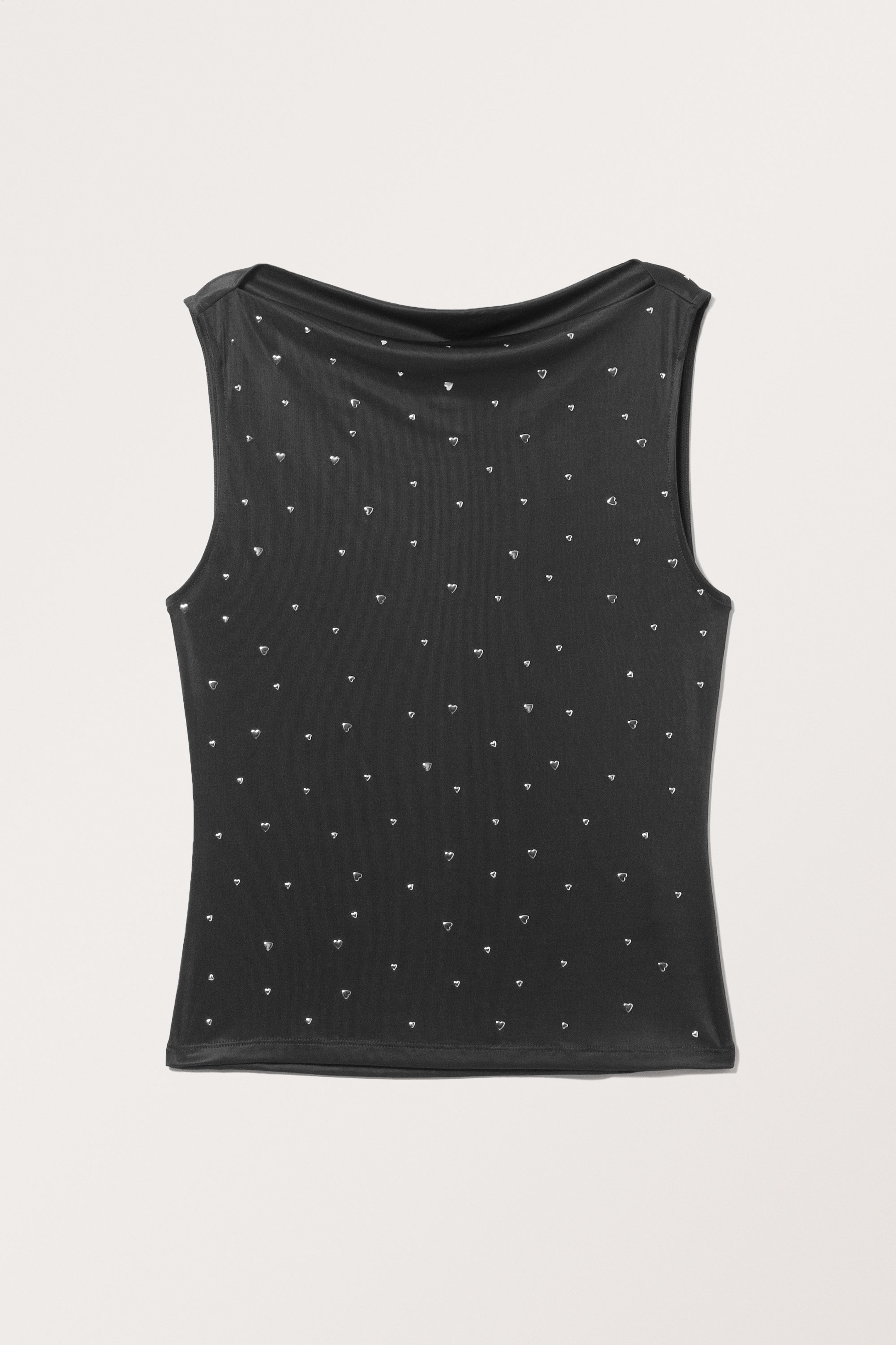 Schwarz - Herz-Pins - Ärmelloses Tanktop mit U-Boot-Ausschnitt - 0