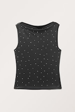 Schwarz - Herz-Pins - Ärmelloses Tanktop mit U-Boot-Ausschnitt - 0