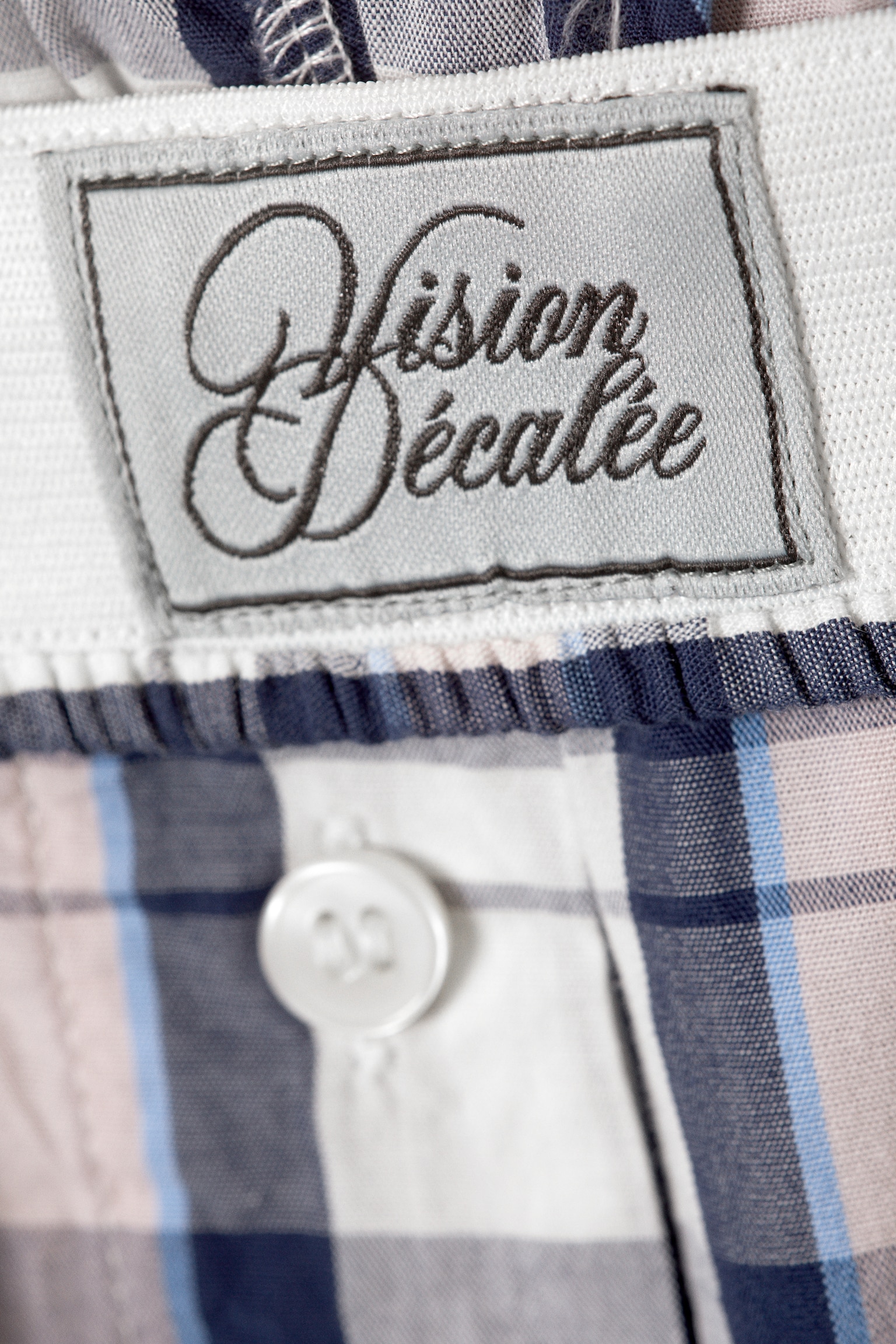 Relaxed Cotton Boxer Shorts - White - Blue Check/Striped Blue - 4