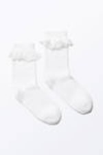 White - Frilled Lace Socks - 0