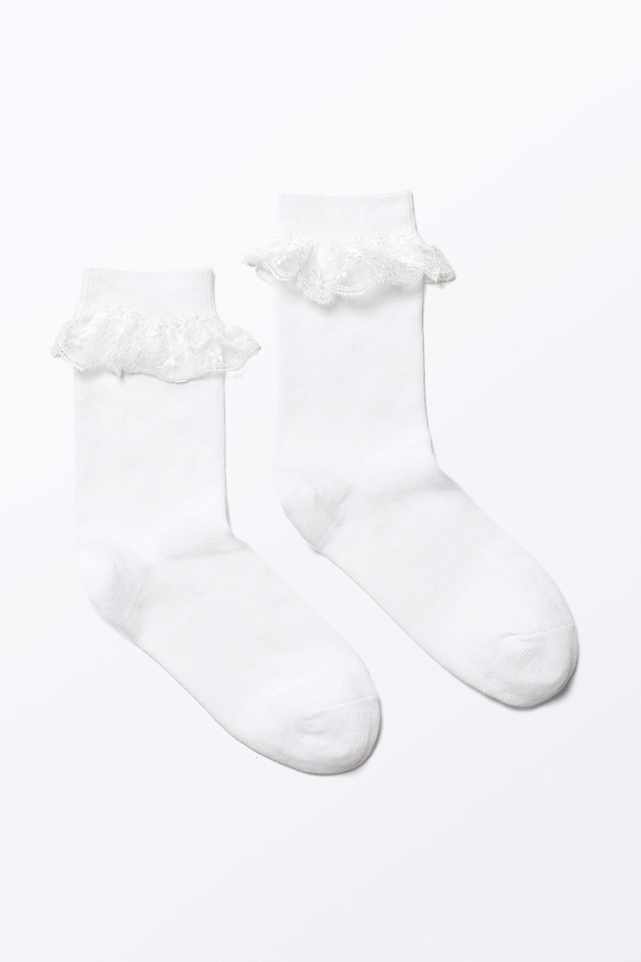 Weiß - Socken aus Spitze mit Rüschen - 0