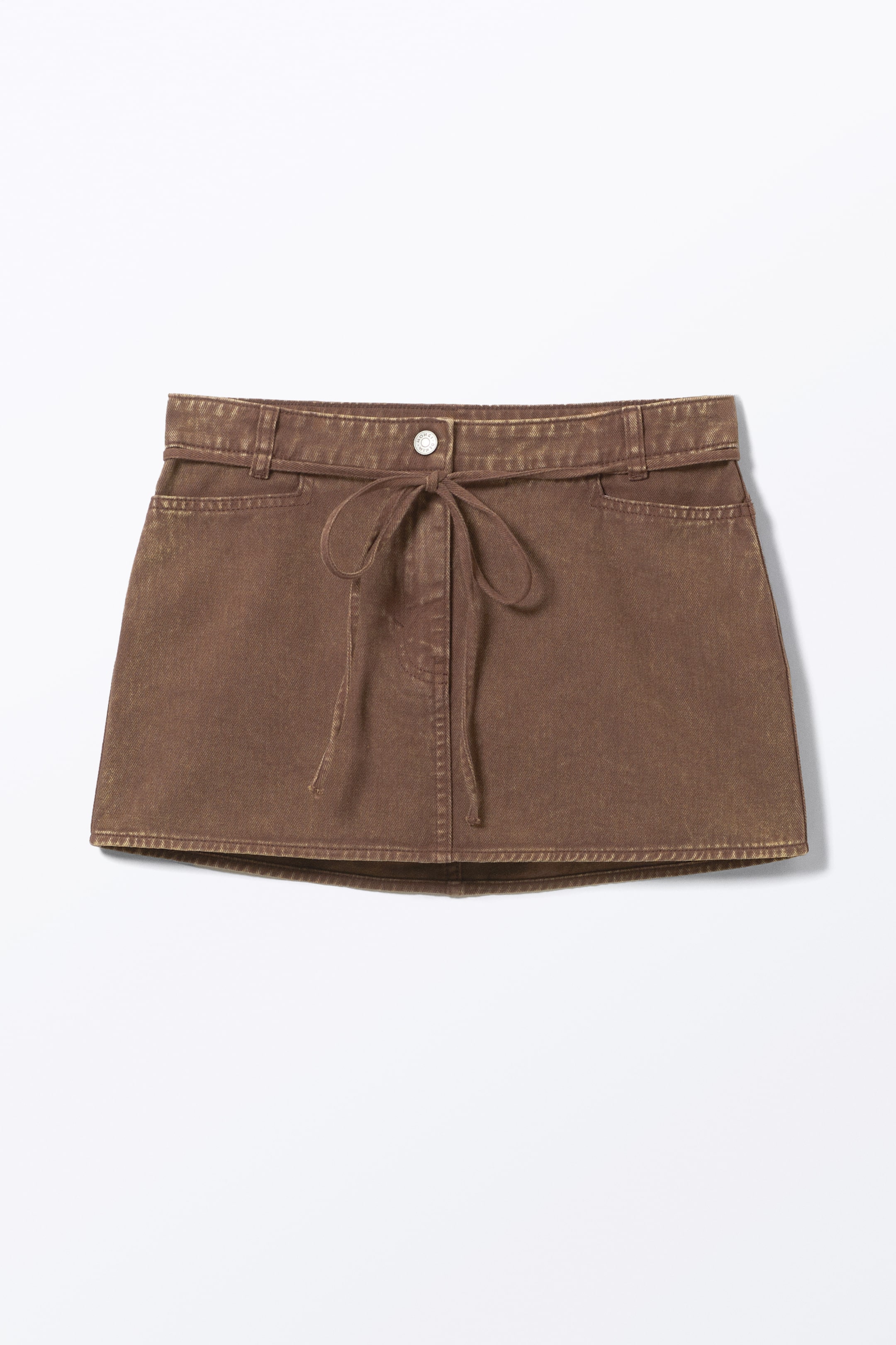 Ingrandisci l'immagine: Low Waisted Denim Mini Skirt - Washed Dark Brown - DONNA | H&M CH 4
