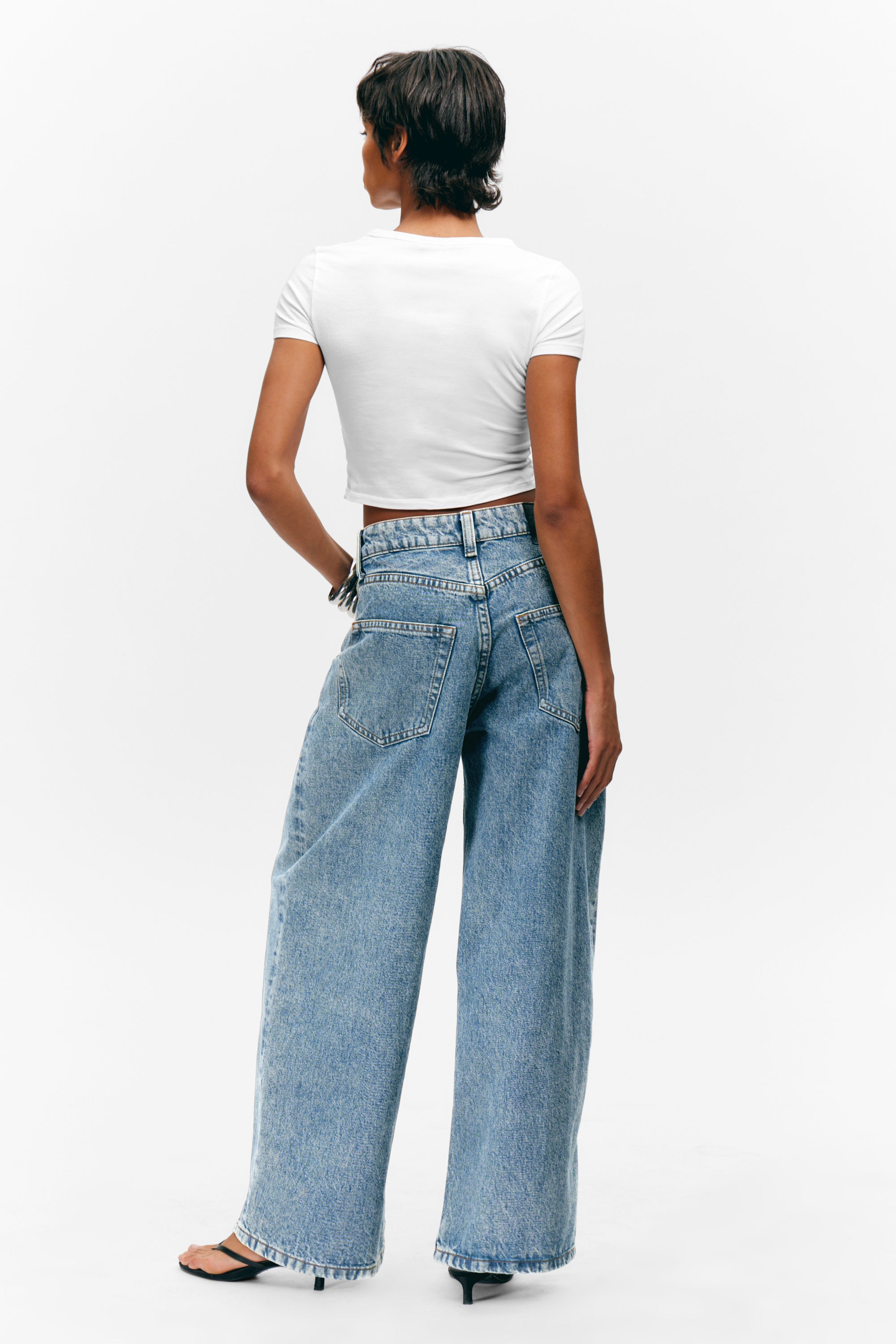 Mid Blue - Medium Blue - Peggy Low Waist Loose Baggy Leg Jeans - 3