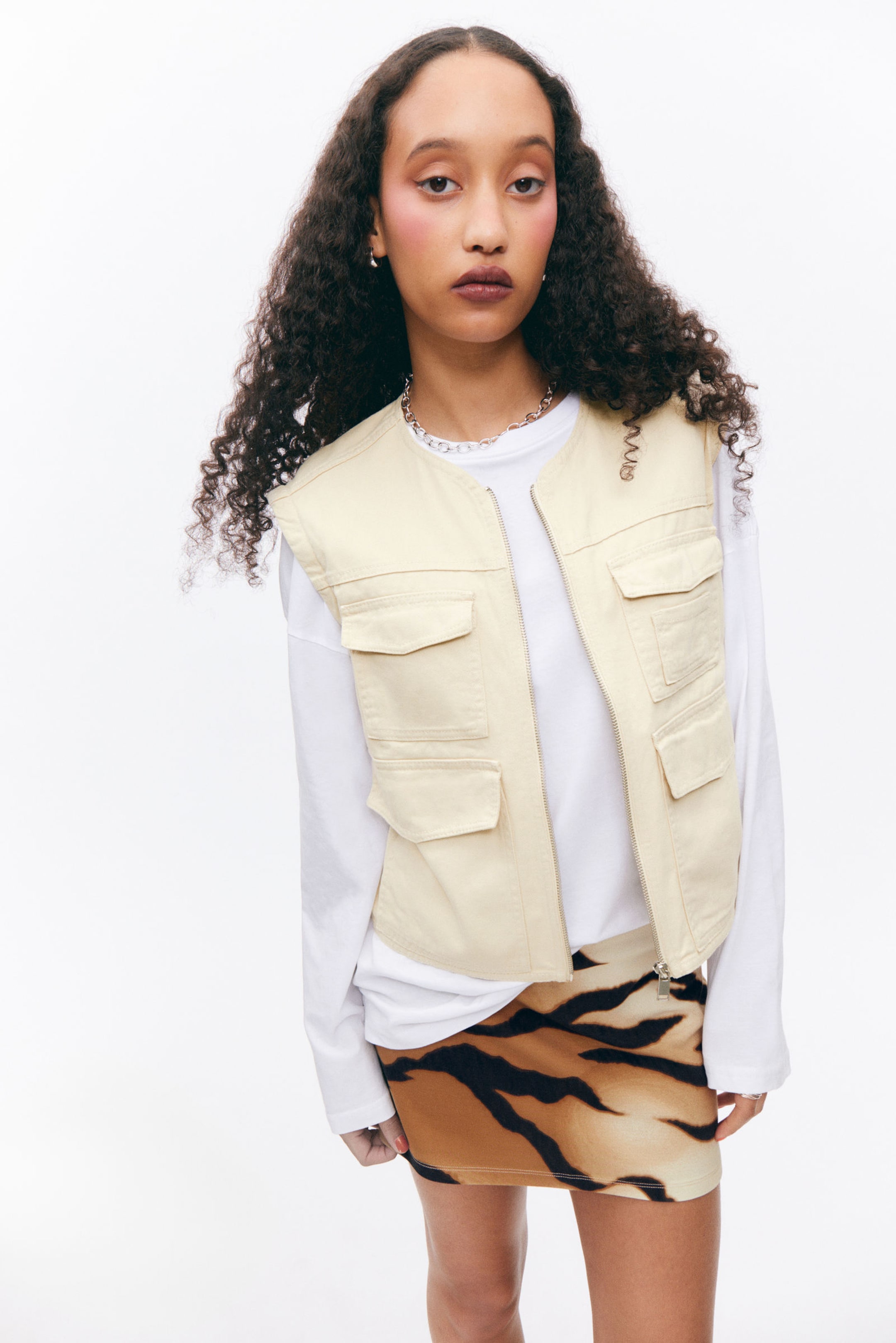 Light Dusty Beige - Detachable Sleeve Cotton Jacket - 2