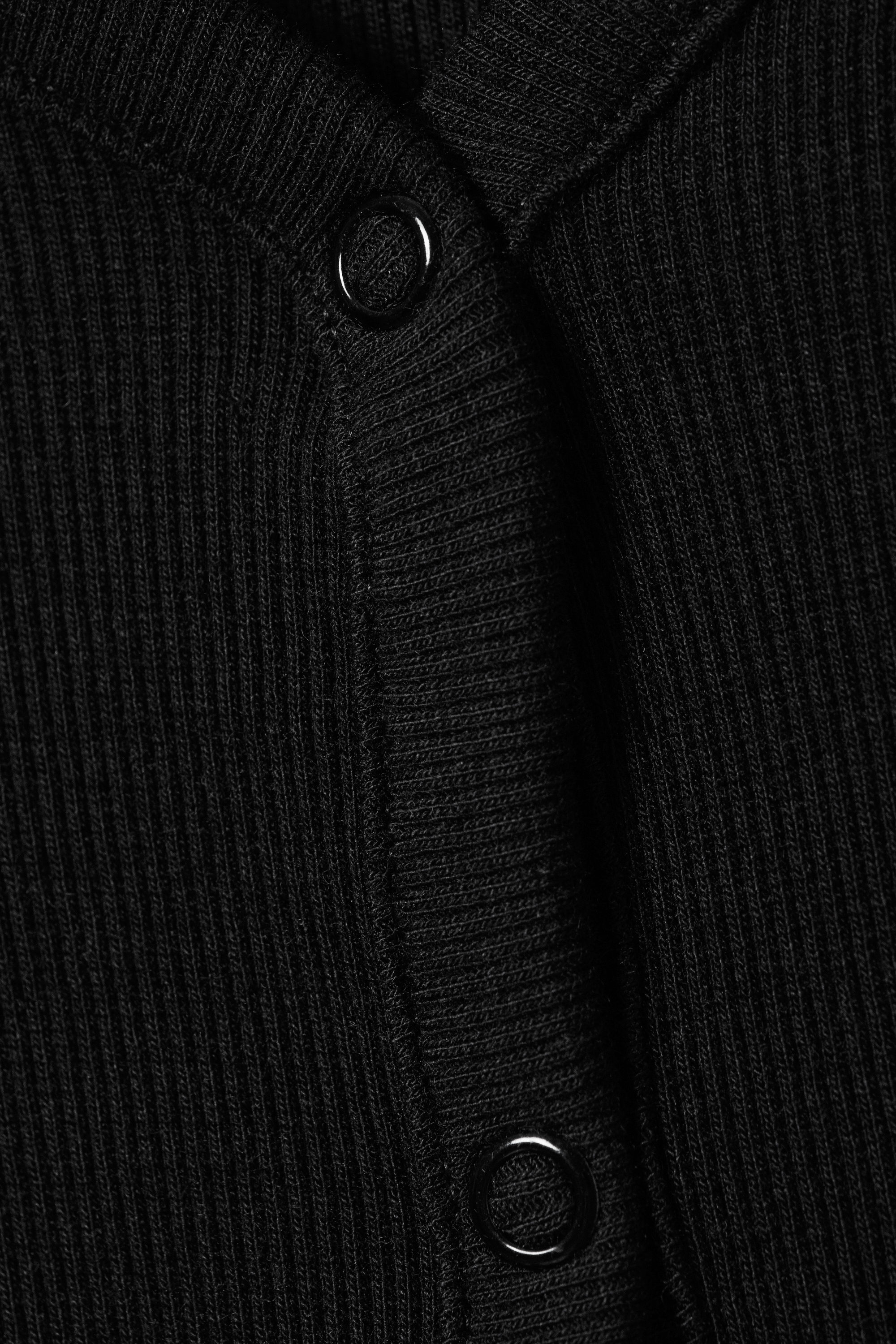 Black - Ribbed Long-Sleeved Pyjama Cardigan - 4