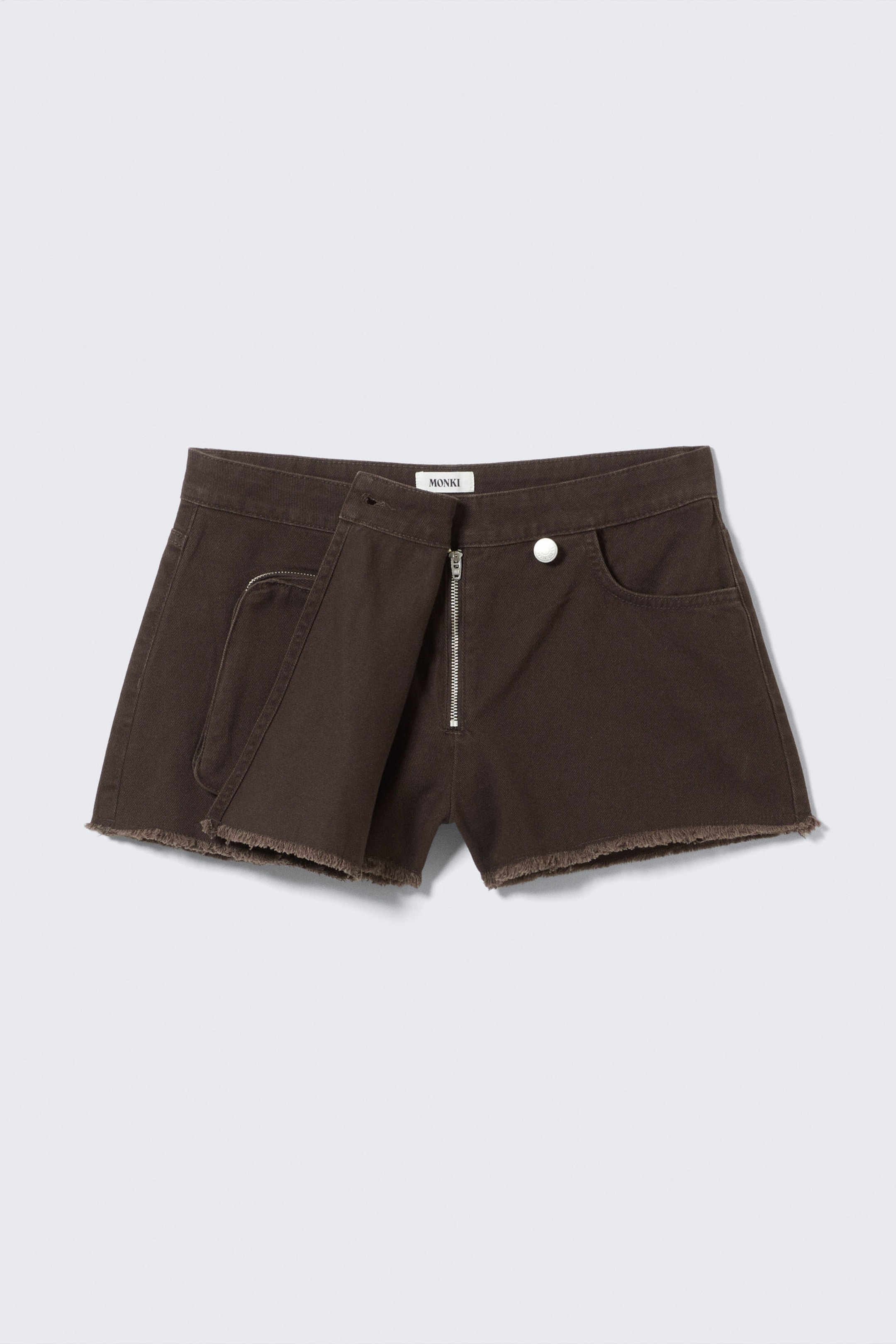 Dunkelbraun - Asymmetrischer Wickelskort aus Baumwoll-Twill - 4
