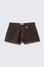 Dunkelbraun - Asymmetrischer Wickelskort aus Baumwoll-Twill - 4