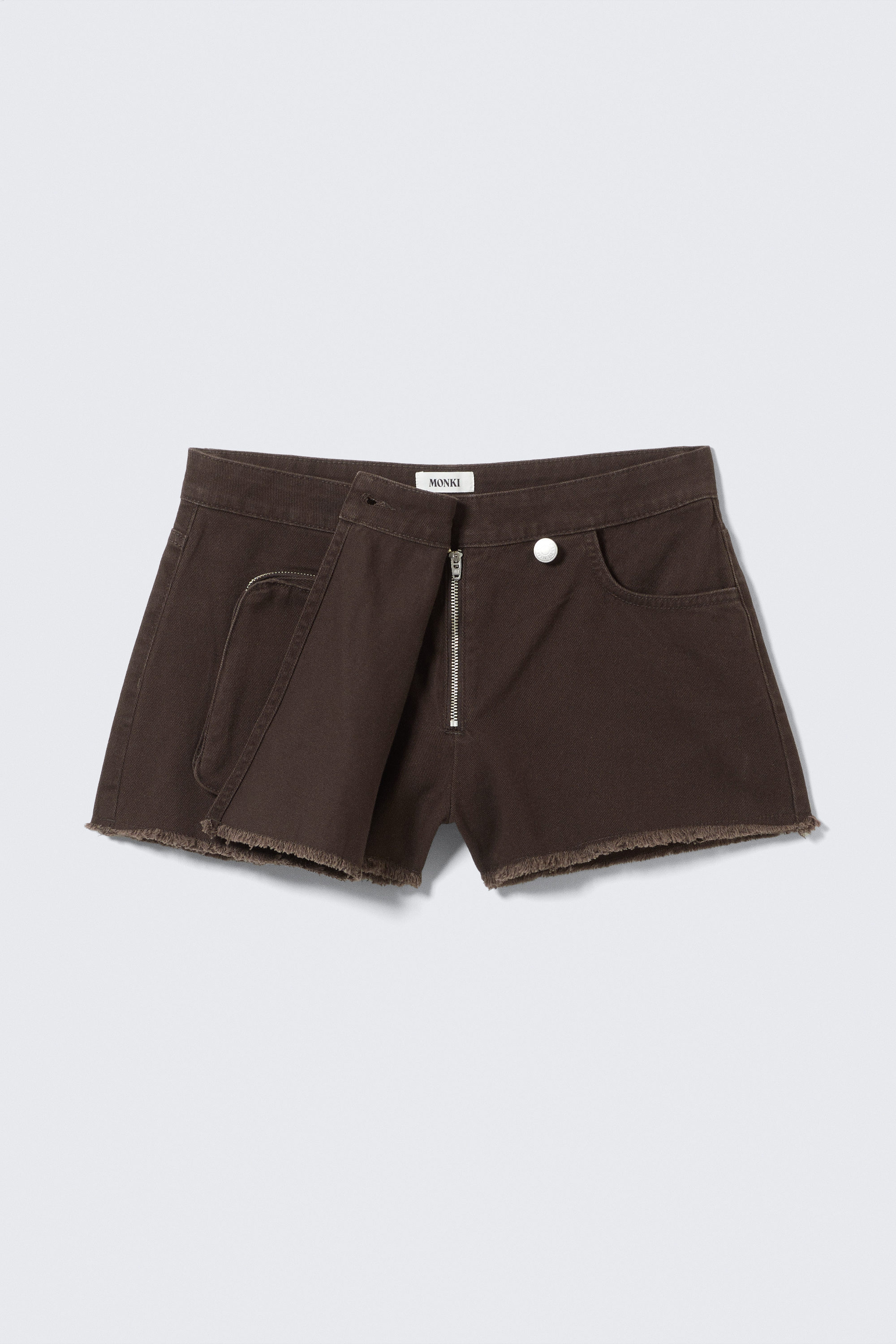 Dunkelbraun - Asymmetrischer Wickelskort aus Baumwoll-Twill - 4