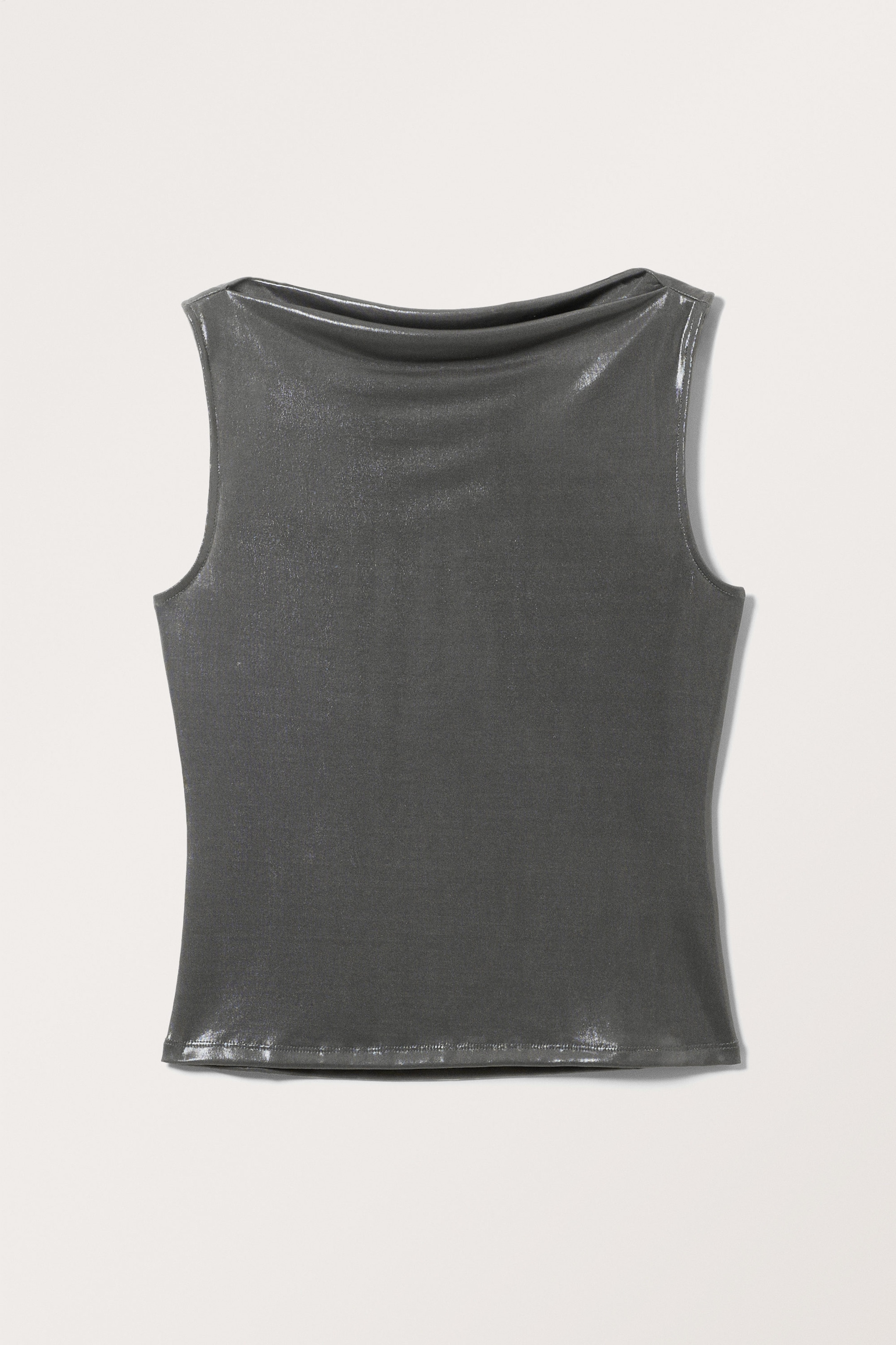 Glänzendes Grau - Superweiches ärmelloses Top mit U-Boot-Ausschnitt - 0
