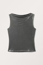 Glänzendes Grau - Superweiches ärmelloses Top mit U-Boot-Ausschnitt - 0