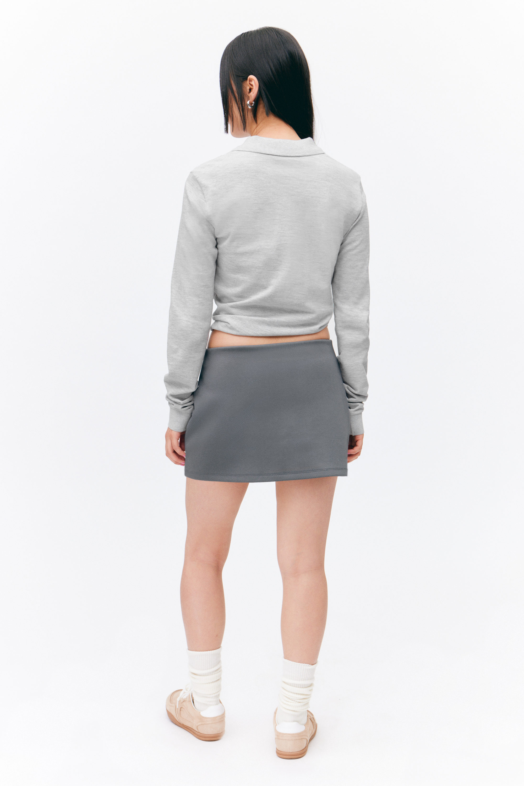 Dark Grey - Pull-on Mini Skort - 2