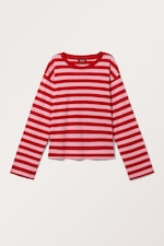 Red & Light Pink Stripe - Boxy Sleeve T-Shirt - 0