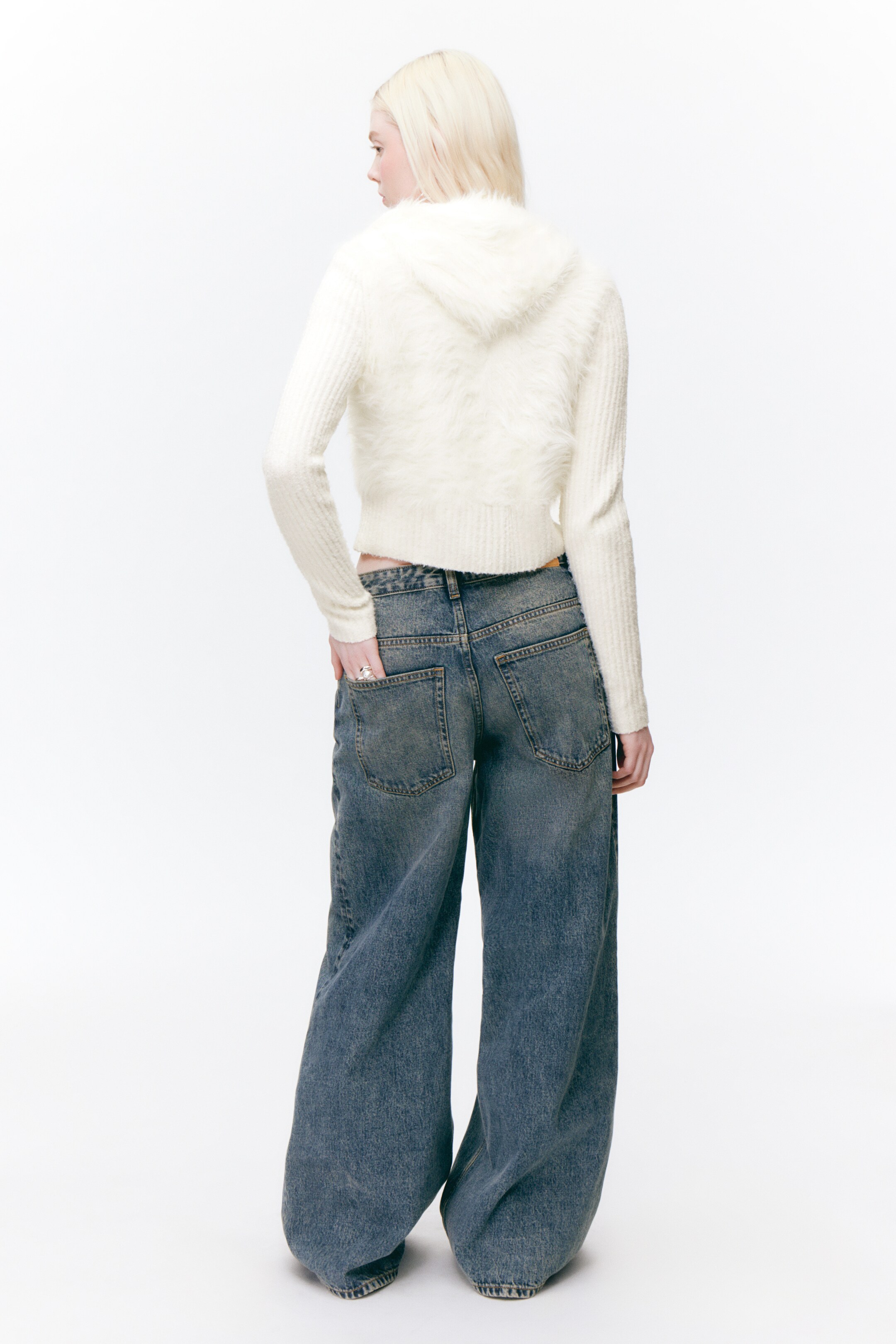 View larger image: Hairy Knitted Zip Hoodie - Dusty White - Ladies | H&M GB 4