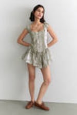Khaki Green - Baroque Frame - Fit and Flare Mini Dress - 0