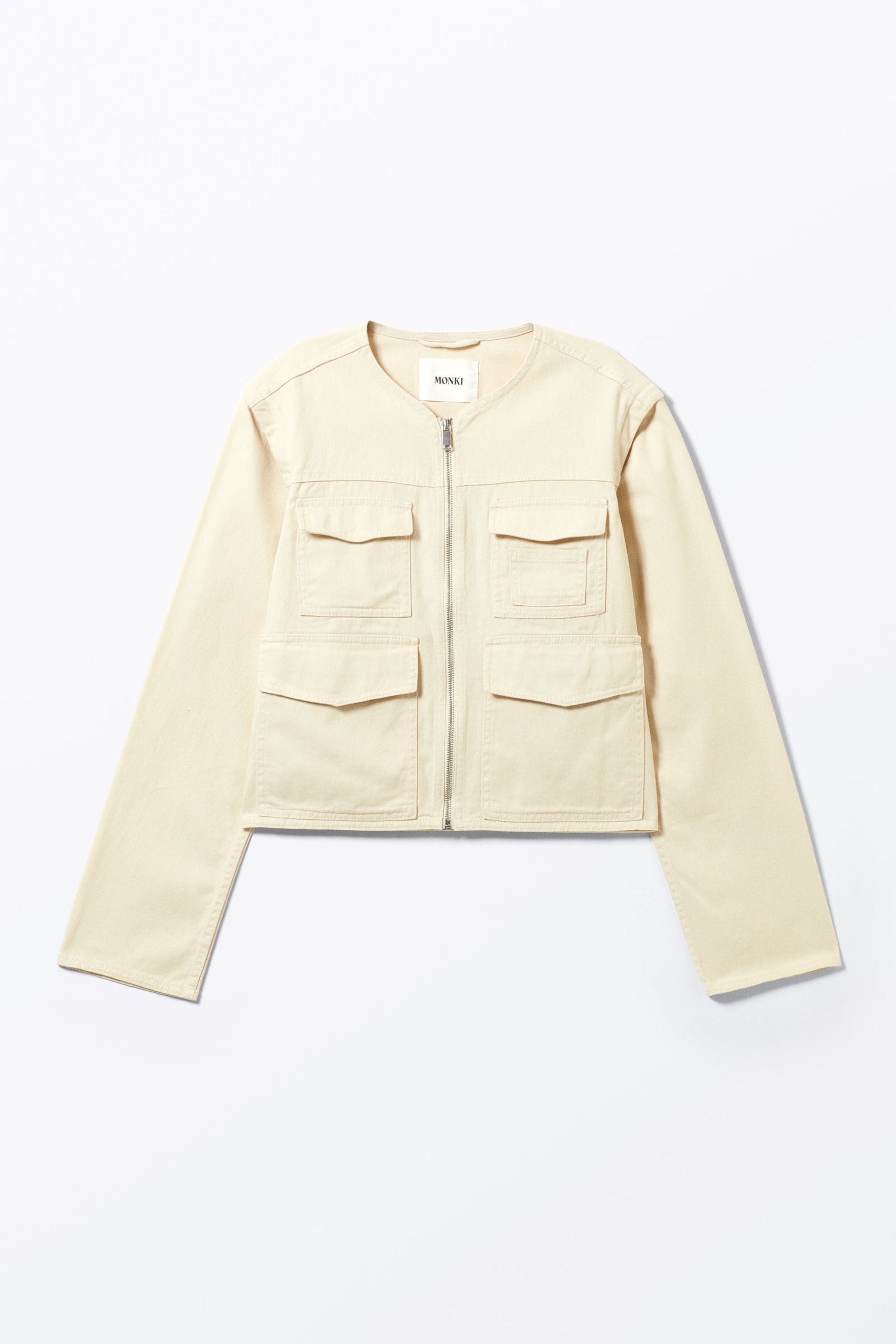 Light Dusty Beige - Detachable Sleeve Cotton Jacket - 5