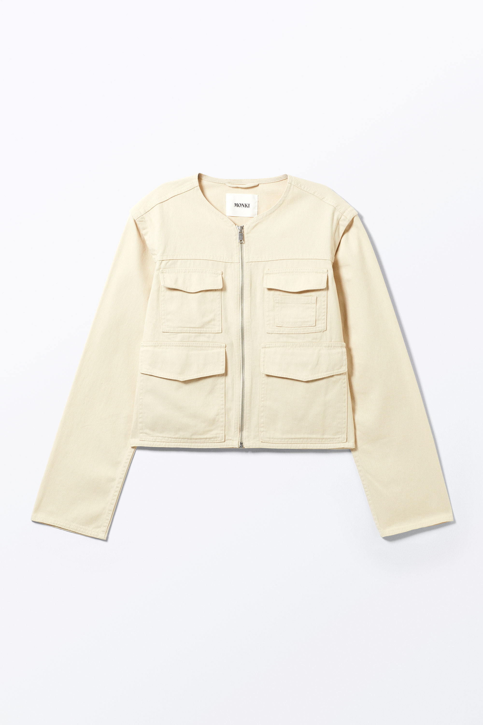 Light Dusty Beige - Detachable Sleeve Cotton Jacket - 5