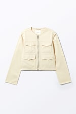 Light Dusty Beige - Detachable Sleeve Cotton Jacket - 0