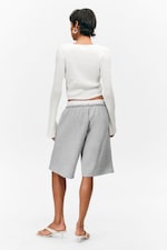 Grey Melange - Relaxed Low Rise Terry Bermuda Shorts - 2