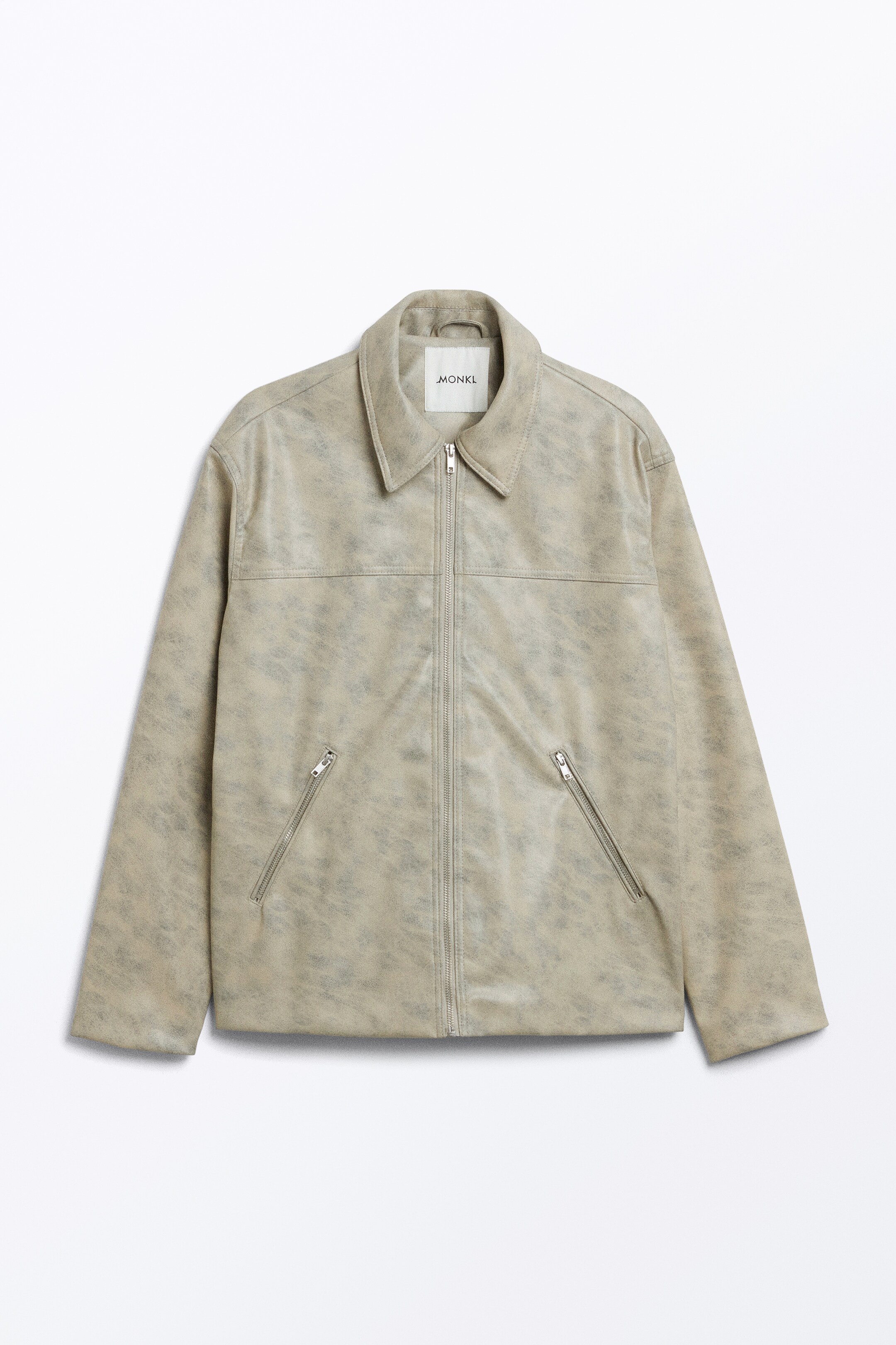 View larger image: Faux-leather zip-up biker jacket - Beige melange - Ladies | H&M GB 1