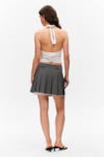 Dunkelgrau - Niedrig taillierter Plissee-Minirock - 3