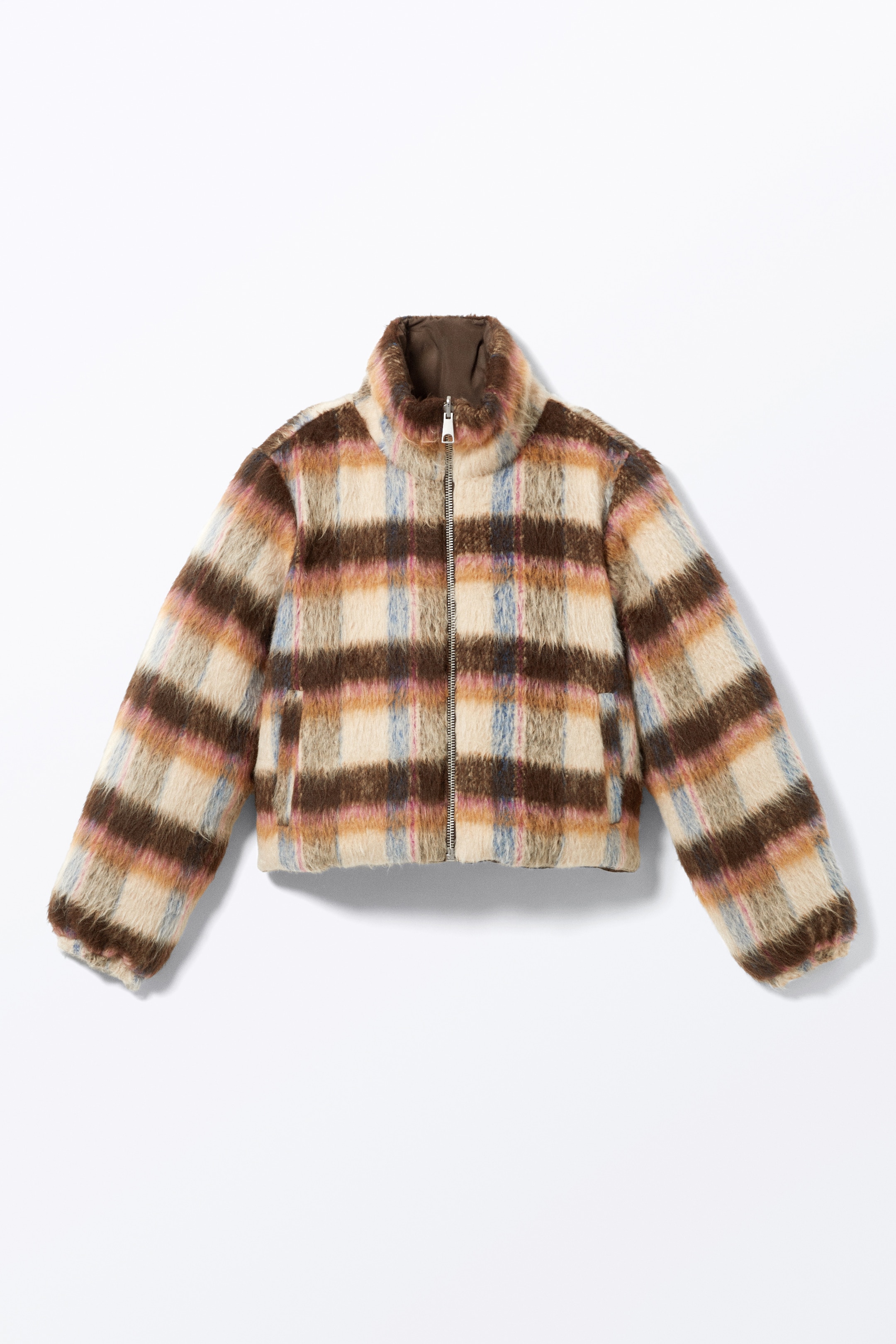 View larger image: Reversible Padded Puffer Jacket - Dark Brown/Checked - Ladies | H&M GB 6