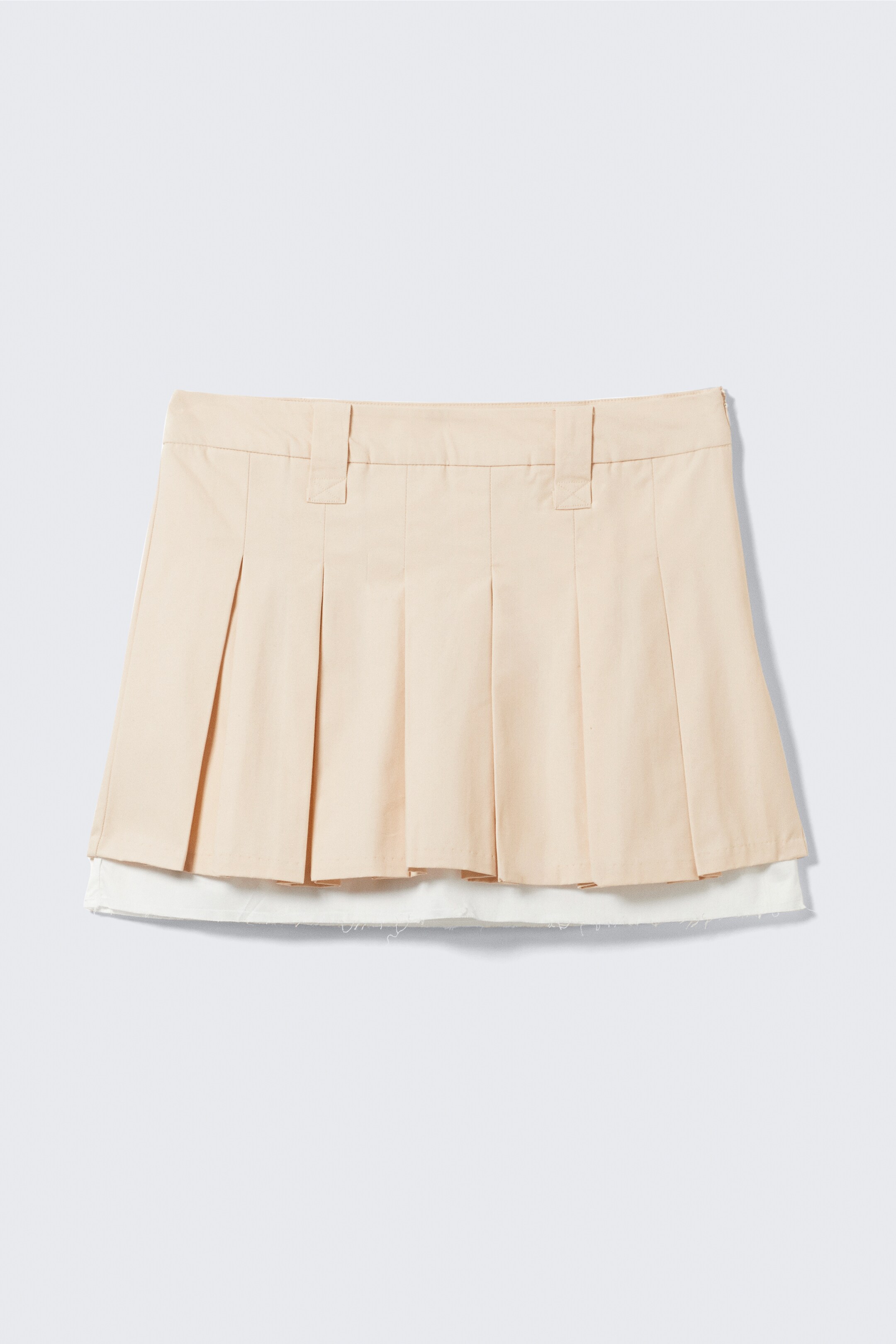 Ver imagem maior: Minissaia plissada de sarja de cintura média - Bege - SENHORA | H&M PT 5