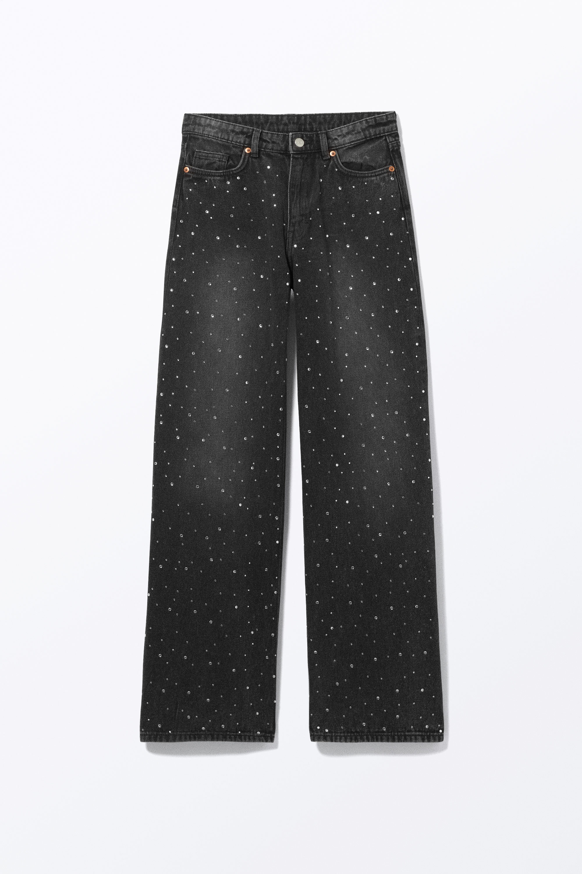 Zwart met versiering - Paz versierde rechte jeans met halfhoge taille - 5