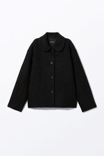 Black - Single-breasted Wool Blend Jacket - 0
