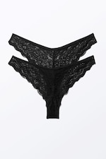 Black - 2-pack Lacey Lace Brazilian Briefs - 0