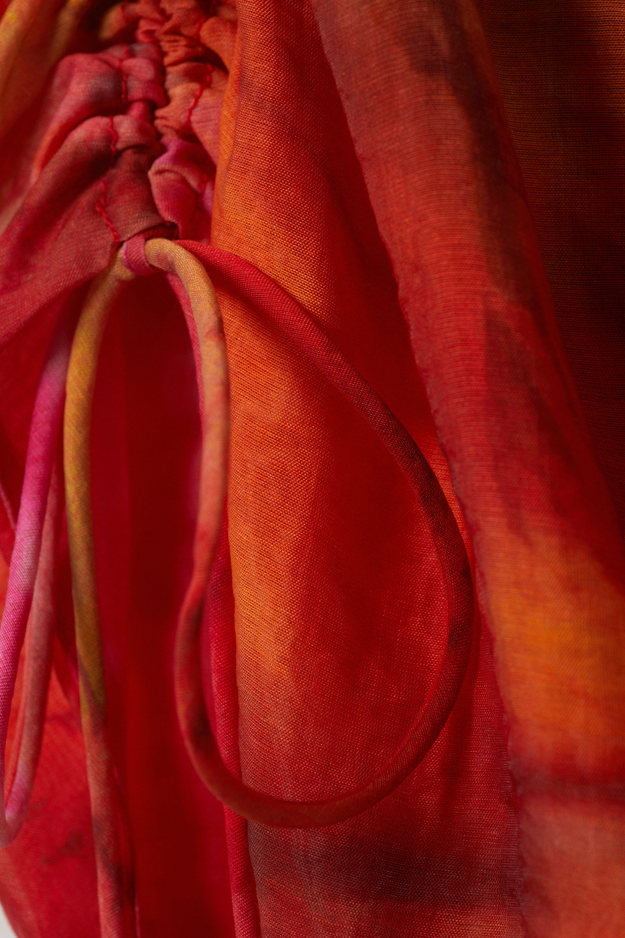 Orange/Red - Calypso Flower - Asymmetrisk draperad miniklänning - 5