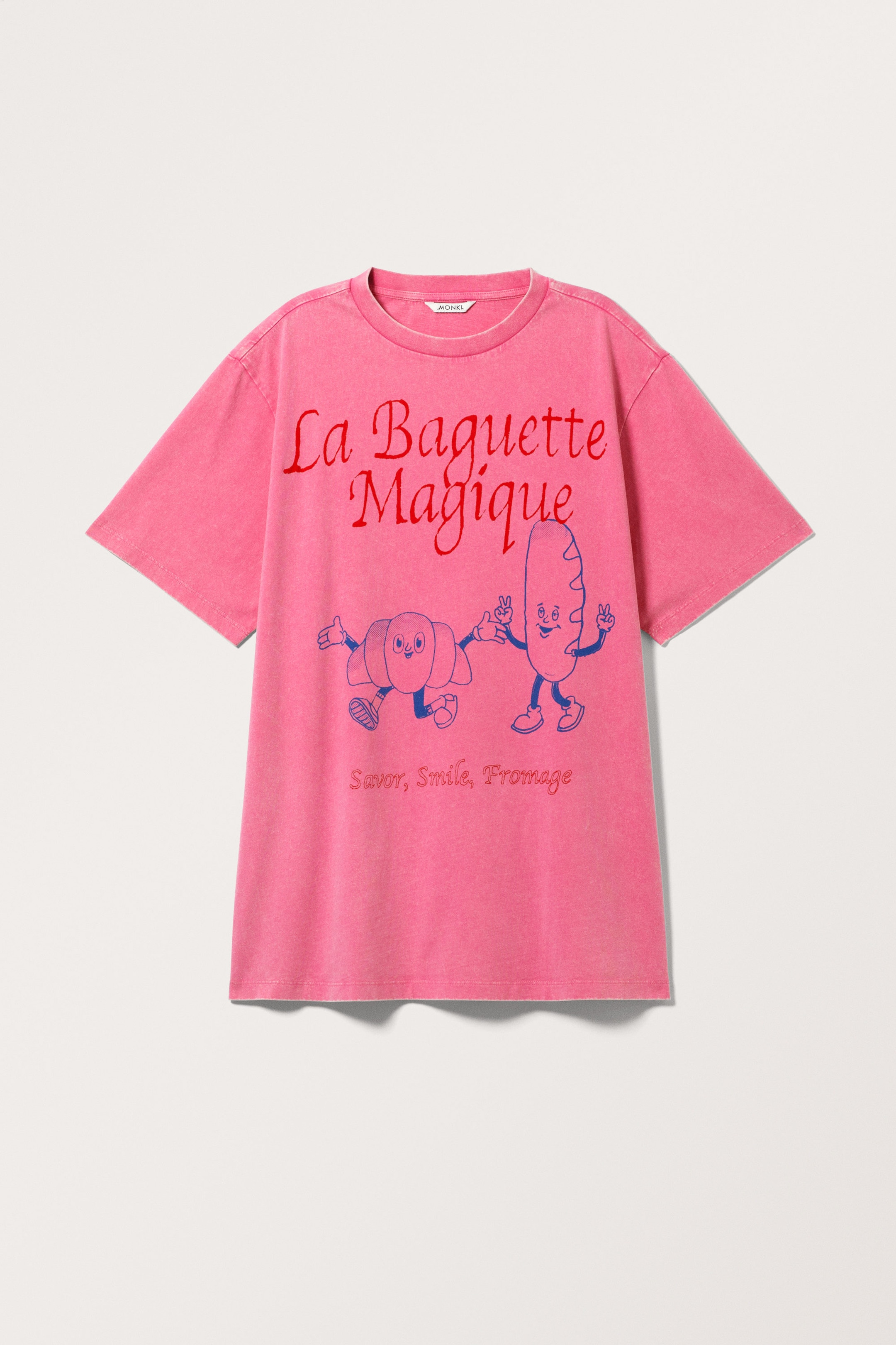 Gewaschenes Rosa "La Baguette" - Oversized-T-Shirt zum Überwerfen - 0
