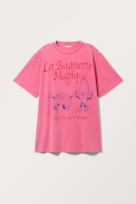Gewaschenes Rosa "La Baguette" - Oversized-T-Shirt zum Überwerfen - 0
