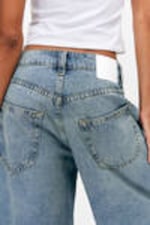 Mid Blue - Medium Blue - Peggy Low Waist Loose Baggy Leg Denim Shorts - 3