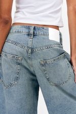 Mid Blue - Medium Blue - Peggy Low Waist Loose Baggy Leg Denim Shorts - 3