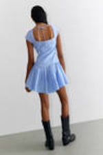 Striped Blue & Pink - Fit and Flare Mini Dress - 3