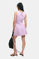 Lilac - V-Neck Fit-and-Flare Scuba Dress - 3