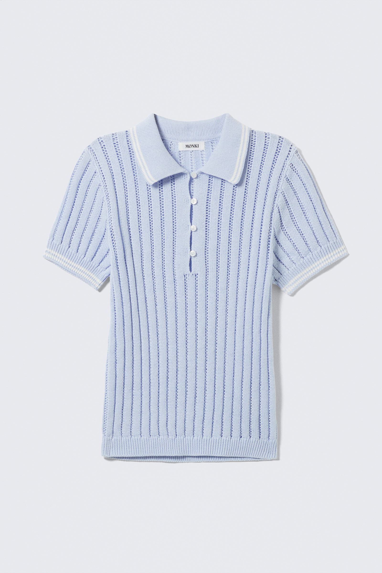 Knitted Short-Sleeved Cotton Polo Top