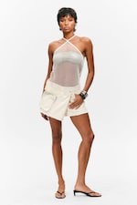 Blanc - Top dos nu avec liens à nouer - 2