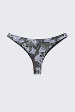 Black Newspaper/Blue Flame - Printed Brazilian Cut Bikini Bottoms - 3