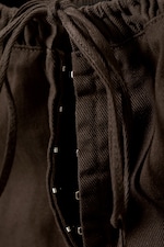 Dunkelbraun - Korsett-Top aus Twill mit Rüschenbesatz - 1