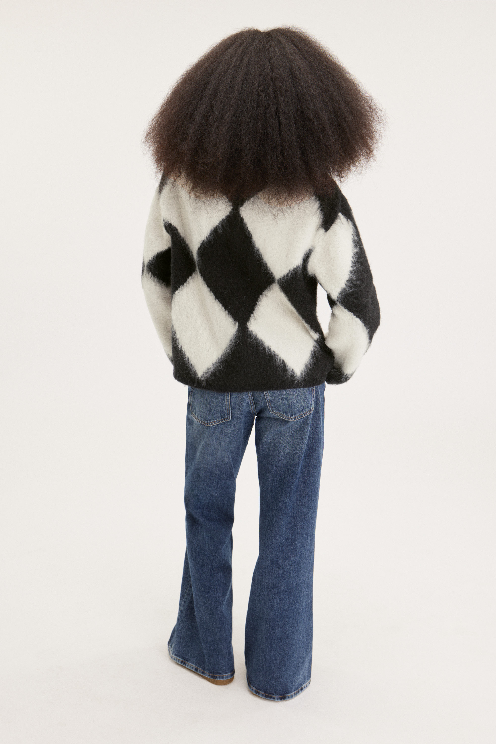 Black White - Fluffy knit cardigan - 2