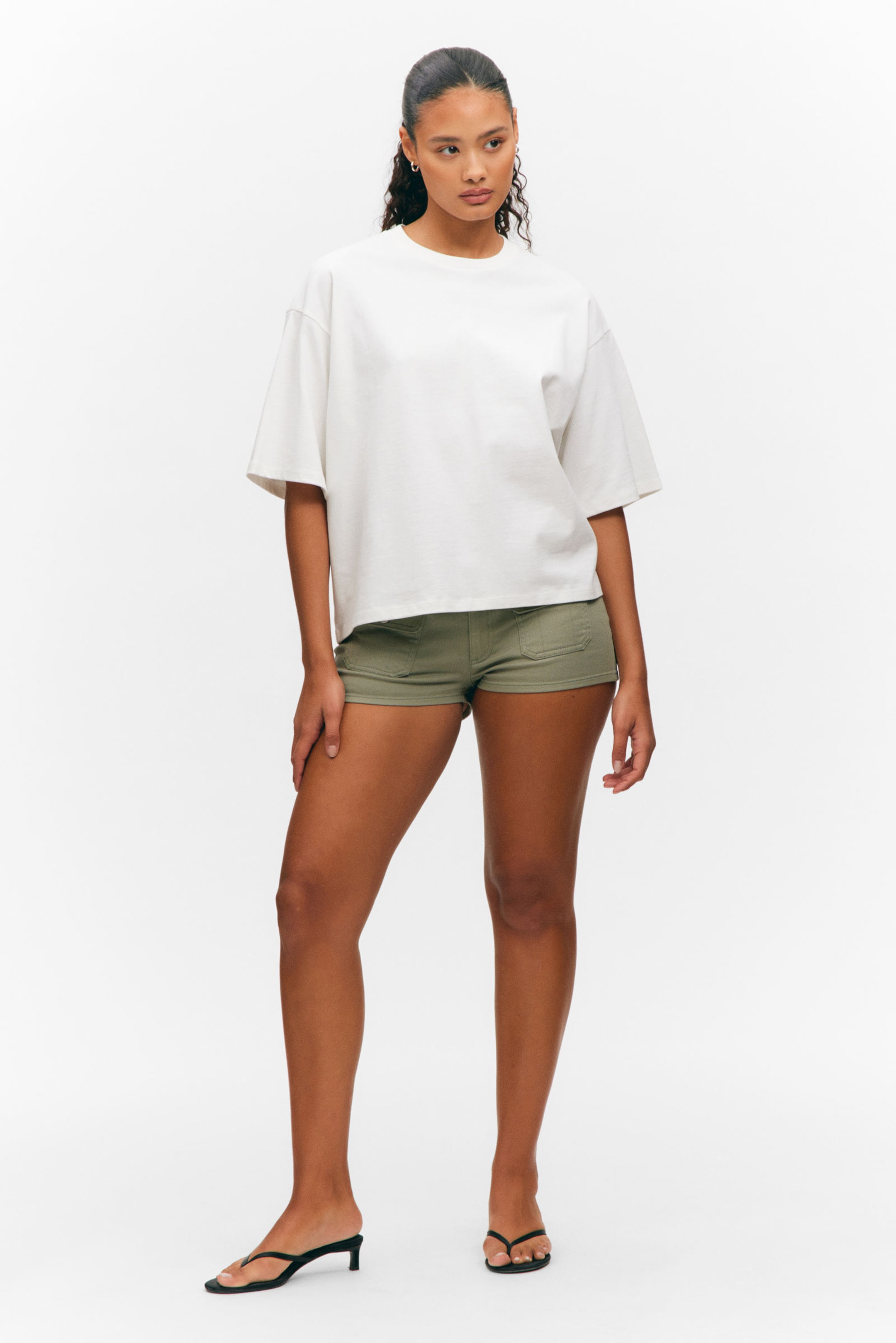 #F0F1F0 - Boxy T-Shirt aus dicker Baumwolle - 2
