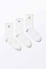 White - Embroidered Mix - 3-pack Embroidered Socks - 0