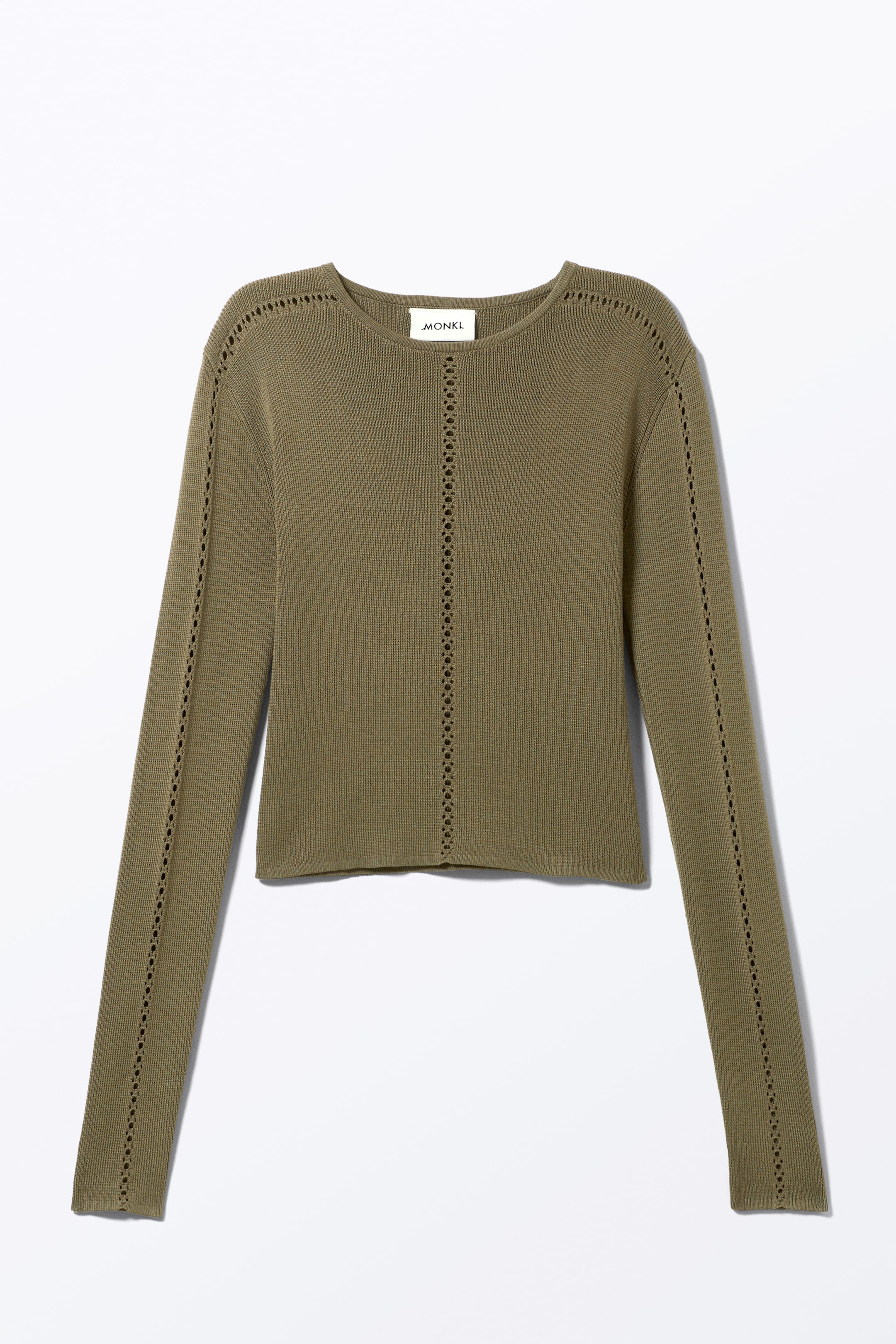 Προβολή μεγαλύτερης εικόνας: Long-Sleeved Knitted Cut-Out Detailed Top - Khaki Green - Ladies | H&M GR 4