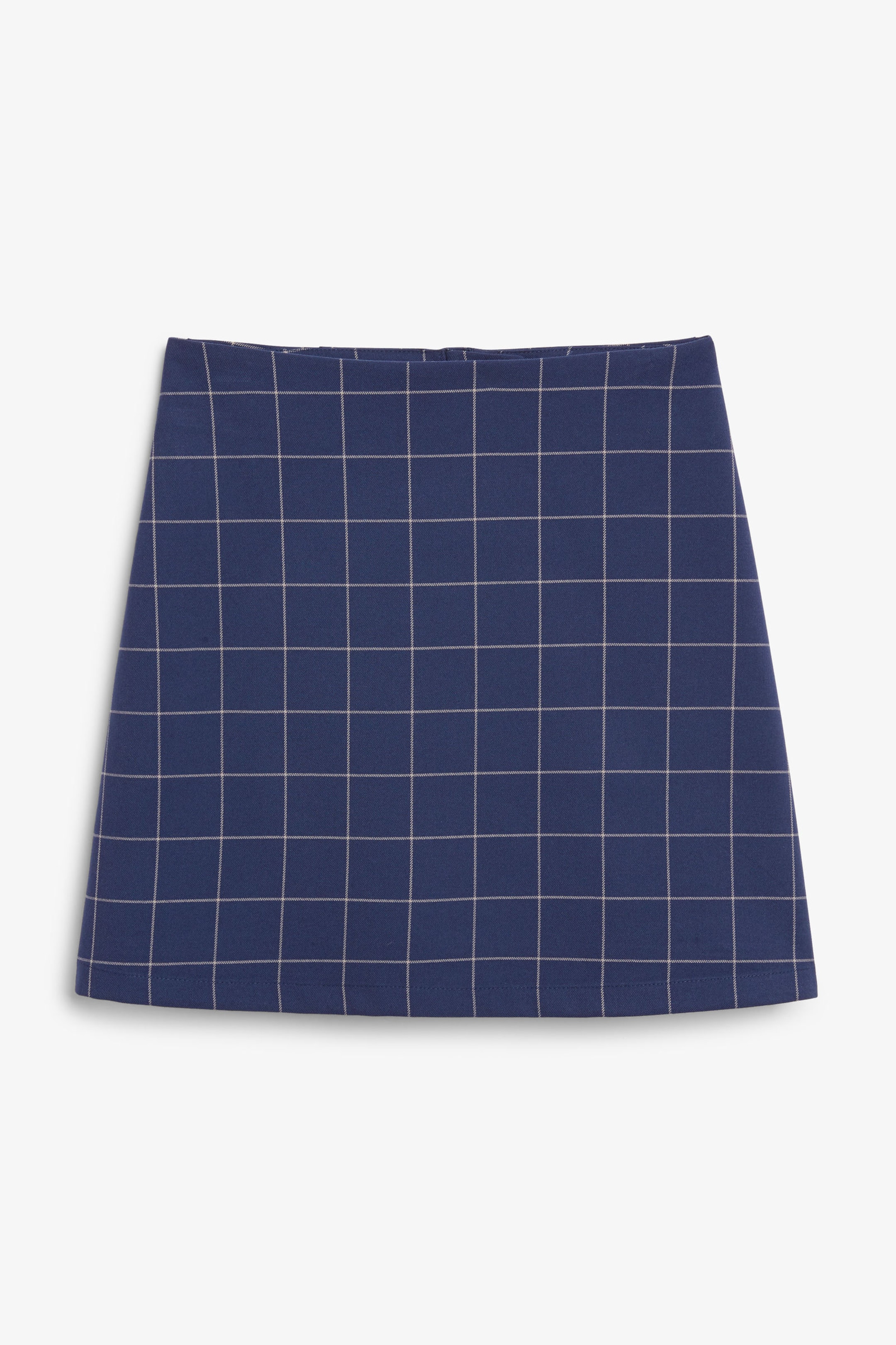 Blue grid check - A-line mini skirt - 0