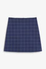 Blue grid check - A-line mini skirt - 0
